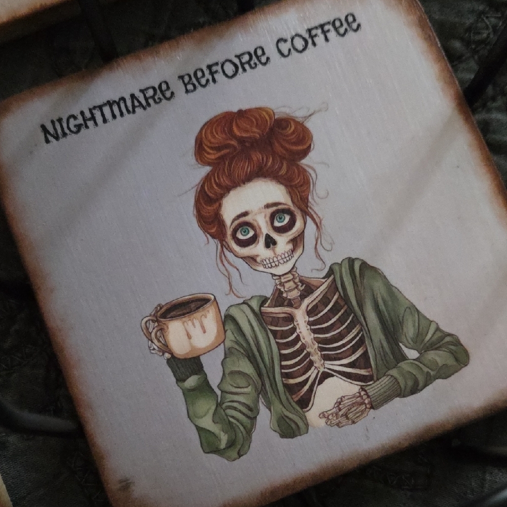 Skeleton Coffee Coasters Set - Picture 2 of 5